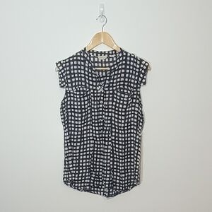 11•1 TYLHO Charcoal White Checkers Cap Sleeves Lightweight Pockets Size Large